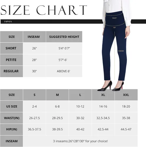 Vista 6 de Tapata Women's 26''28''30'' Skinny Dress Pants High Waist Slacks for Office Work Business Casual Tall Petite Stretch Pants