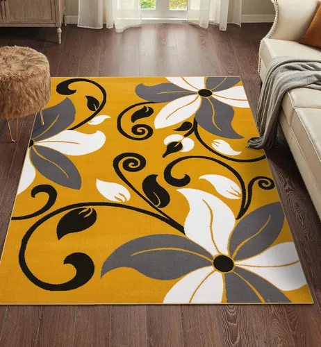 Vista 4 de LUXE WEAVERS 9242 Victoria - Alfombra moderna floral amarilla de 5 x 7