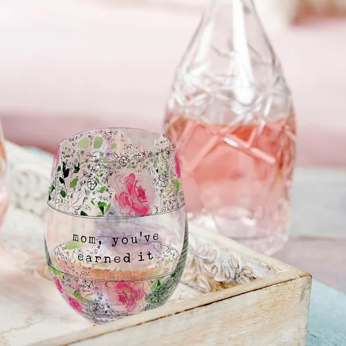 Vista 5 de Pavilion Gift Company - Vaso de vino sin tallo de 18 onzas para mamá, regalos para mamá de hija, hijo, niños, regalos del día de la madre para mamá