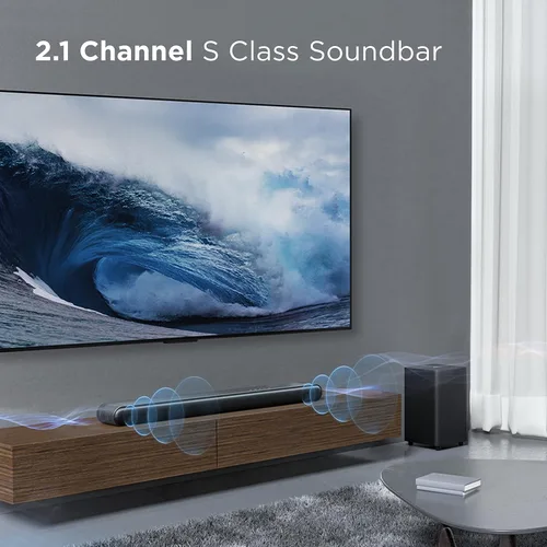 Vista 3 de TCL Barra de sonido de 2.1 canales con subwoofer inalámbrico (modelo S4210, modelo 2023), Dolby Audio, DTS Virtual:X, Bluetooth, entrada