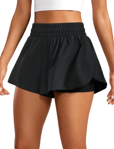Vista 48 de CRZ YOGA Pantalones cortos de correr 2 en 1 para mujer, cintura alta, secado rápido, para atletismo, gimnasio, descanso, entrenamiento, lindas