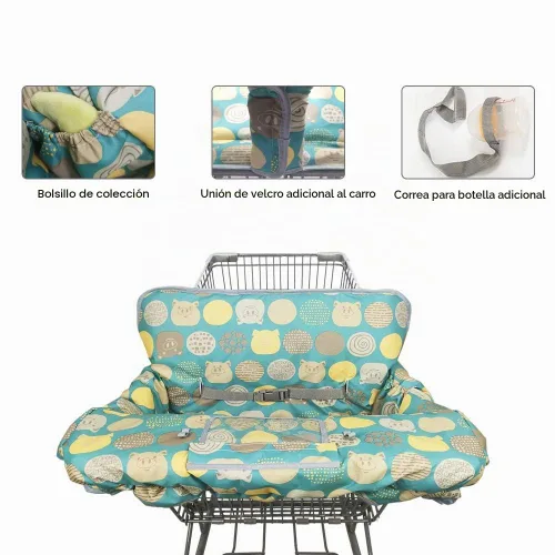 Vista 4 de Fundas para carrito de compras para bebé, niña, funda para silla alta para niño, cubierta para carrito de comestibles (Polka Cute)