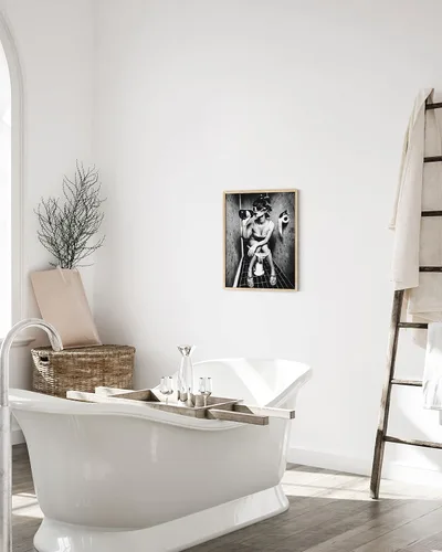 Vista 4 de HAUS AND HUES Arte de pared para decoración de baño de niña, arte de pared en blanco y negro, imagen de baño para decoración de dormitorio