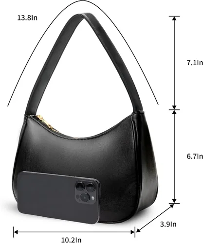 Vista 4 de Bolsos de hombro para mujer, elegante bolso tipo Hobo pequeño con cierre de cremallera