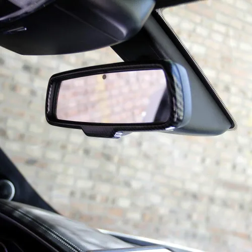 Vista 4 de Crosselec Cubierta del marco del espejo retrovisor de fibra de carbono para Dodge Charger 2015+