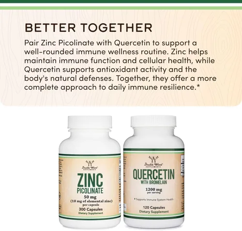 Vista 7 de Picolinato de zinc 50 mg, 300 cápsulas (apoyo inmunológico) sin OMG, sin gluten (suministro para 300 días) por Double Wood Supplements