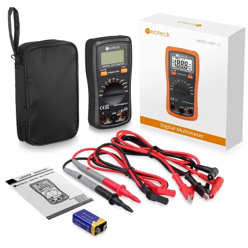 Vista 7 de Neoteck Multímetro digital de rango automático, medidor de voltaje Ohm de amplificador AC/DC con resistencia, continuidad, capacitancia y prueba