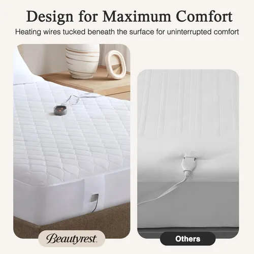 Vista 9 de Beautyrest - Funda calefactable para colchón de mezcla de algodón con tecnología de confort seguro - Funda eléctrica acolchada de lujo con bolsillo