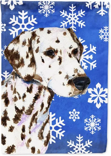 Vista 47 de Caroline's Treasures SC9374GF Bulldog English Snow flakes Holiday Garden Flag Buzón Bandera decorativa para patio exterior, patio, obras de arte