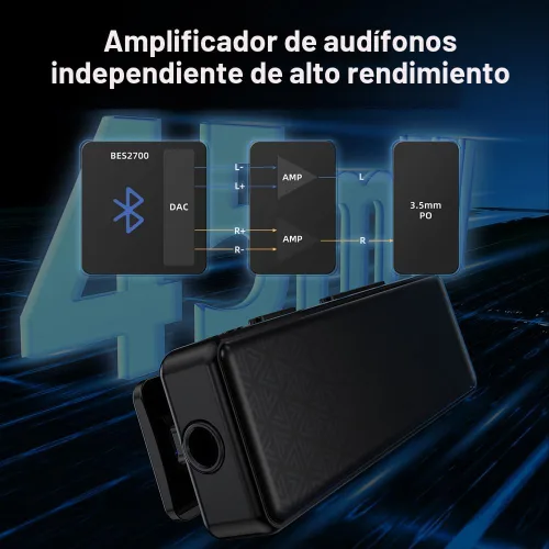 Vista 4 de FiiO BTR11 - Receptor Bluetooth 5.3 LDAC con micrófono incorporado de 3.5mm, adaptador amplificador de auriculares de audio inalámbrico (negro)