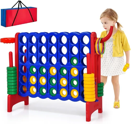 Vista 13 de AKUSTIK Juego de conexión gigante al aire libre, 4 en una fila, Jumbo 4 para marcar juego de conexión para niños y adultos, fiesta familiar, patio