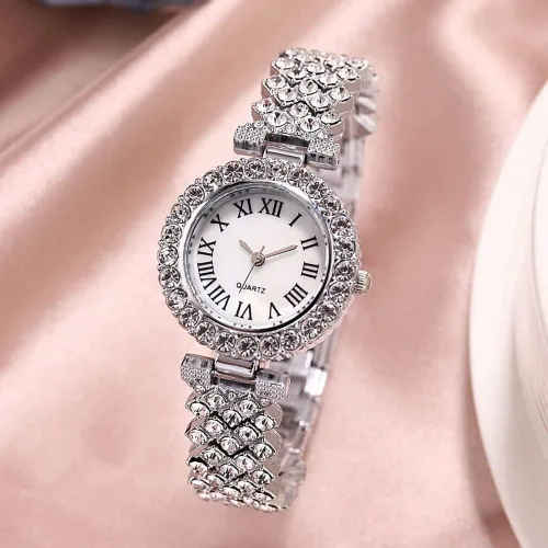 Vista 5 de Weicam Elegante pulsera de cristal para mujer y niña, juego de joyas analógico de cuarzo