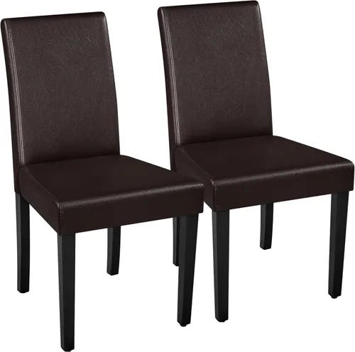Vista 18 de Yaheetech Juego de 4 sillas de comedor tapizadas para cocina, color marrón Marrón oscuro