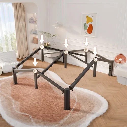 Vista 6 de Firpeesy - Base de cama de 18 pulgadas tamaño matrimonial con esquinas redondeadas y agujeros para cabecera, sujetadores de colchón, soporte