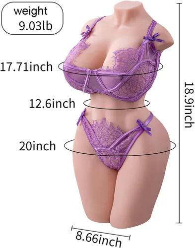 Vista 2 de Torso de muñeca sexual de 9 libras, muñeca sexual de tamaño completo, masturbador masculino con pechos grandes, culo realista para pecho anal