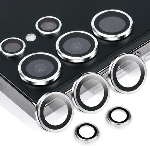 Vista 7 de Protector de lente de cámara para Samsung Galaxy S23 Ultra, anillo de aleación de aluminio, protector de lente de vidrio templado, funda decorativa