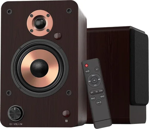 Vista 11 de LONPOO Altavoces de estantería alimentados para tocadiscos, monitores de campo cercano activos Bluetooth de 2.0 canales con tweeter de cúpula