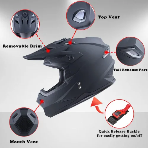 Vista 6 de 1Storm - Casco de motocross para adultos, BMX, MX, ATV, Dirt Bike, motocicleta cuádruple de cuatro ruedas, estilo de carreras, HF801 Sonic Blue
