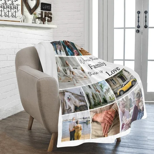 Vista 3 de Manta personalizada con imagen, mantas personalizadas para familia, marido, esposa, en cumpleaños, Navidad