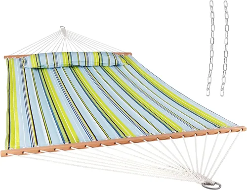Vista 13 de Sunnydaze Hamaca Acolchada para Exteriores con Barras Separadoras - Hamaca Doble de Servicio Pesado con Capacidad de 450 Libras para Exteriores