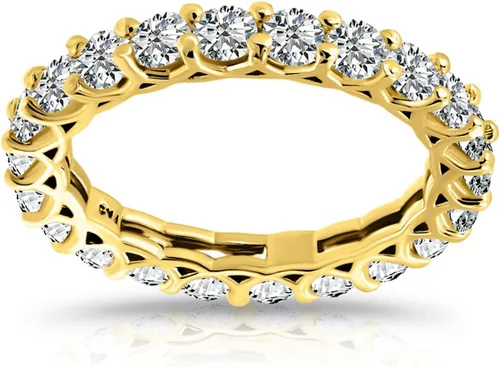 Vista 6 de Hoops & Loops Anillo de Plata de Ley 925 con Circonita Cúbica de 3mm de Corte Redondo, Anillo de Boda de Eternidad Apilable para Compromiso