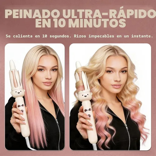 Vista 6 de Barra de rizado perezoso completamente automática PretiHom, rizador giratorio eléctrico, rizado grande sin dañar el cabello Rizador de pelo cómodo