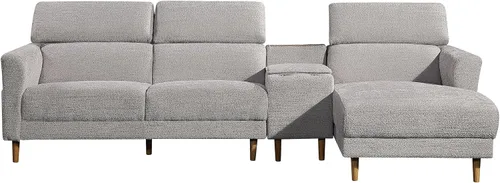 Vista 3 de Betsy Furniture Cómodo sofá seccional de microfibra en forma de L de 120 pulgadas con diván, cabezales ajustables, consola de almacenamiento