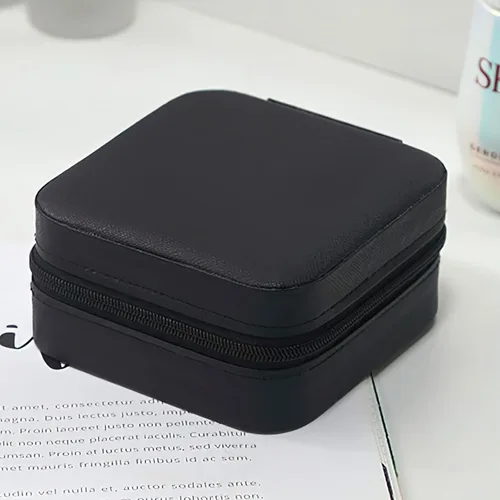 Vista 7 de EBUTY Joyero de viaje mini organizador portátil para anillos, aretes, collares, regalos para niñas y mujeres, color negro