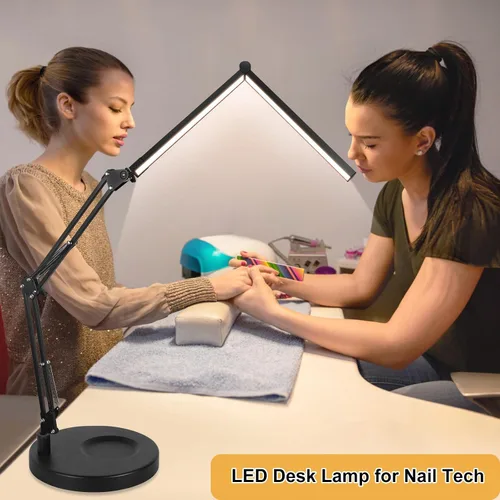 Vista 5 de Toolour Lámparas de escritorio para tecnología de uñas, lámpara de arquitecto doble grande de 24 W con control remoto, 5 colores, modo de sueño
