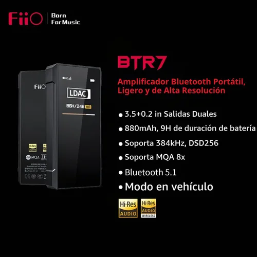 Vista 3 de FiiO BTR7 Amplificador de auriculares Bluetooth Receptor de alta resolución portátil DAC compatible con LDAC/aptX HD/MQA 384K/32Bit DSD256