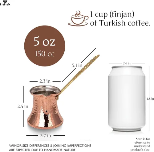 Vista 4 de Cafetera turca Hakan Hervidor de agua para estufa, cafetera, calentador de mantequilla, chocolate y leche Calentamiento uniforme y rápido
