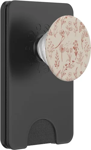 Vista 6 de PopSockets MagSafe PopGrip con diseño estético de flores silvestres beige marrón para iPhone