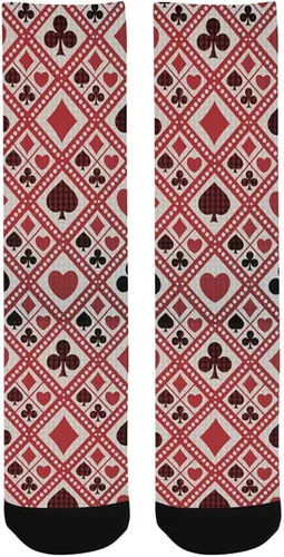 Vista 2 de Calcetines para mujer y hombre con cartas de juego, club, diamante, corazón y pala de diseño novedoso para el trabajo, gimnasio, fitness, deportes
