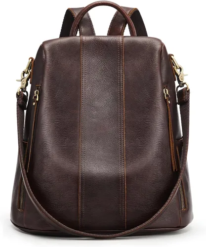 Vista 21 de S-ZONE - Mochila de piel suave para mujer, antirrobo, mediana, bolsa de hombro 2-negro