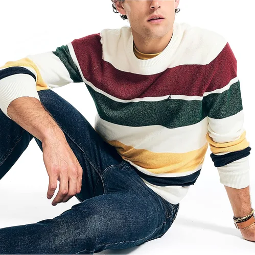 Vista 2 de Nautica Sudadera de cuello redondo a rayas para hombre
