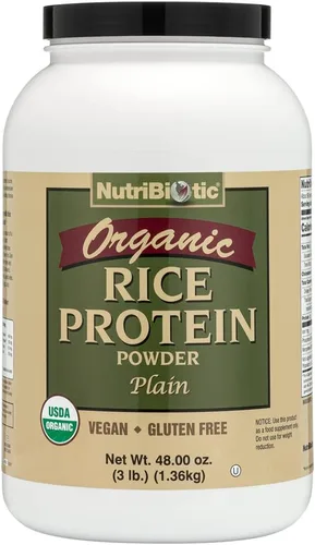 Vista 7 de NutriBiotic Chocolate con proteína de arroz orgánico certificado, 22.9 onzas, proteína vegana baja en carbohidratos en polvo, crudo, certificado