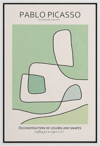 Vista 13 de SIGNLEADER Lienzo enmarcado para pared, arte semicírculo de mediados de siglo, formas geométricas, ilustraciones, arte moderno, contemporáneo