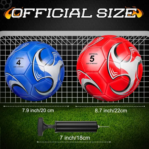 Vista 2 de Wettarn 24 pelotas de fútbol con bomba de tamaño 4/5 desinfladas cosidas a máquina, pelotas de fútbol deportivas a granel para exteriores