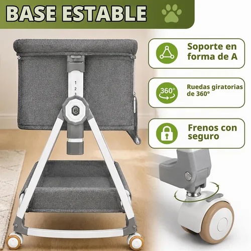 Vista 4 de Bedside Cosleeper - Cama elevada para perros de 27 a 32 pulgadas de altura ajustable, extensión de cama para perro para cama humana