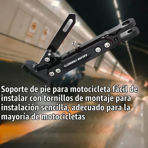 Vista 6 de Pata de cabra CNC ajustable para motocicleta, soporte de trípode universal de aluminio para motor/scooter, soporte lateral de pie modificado