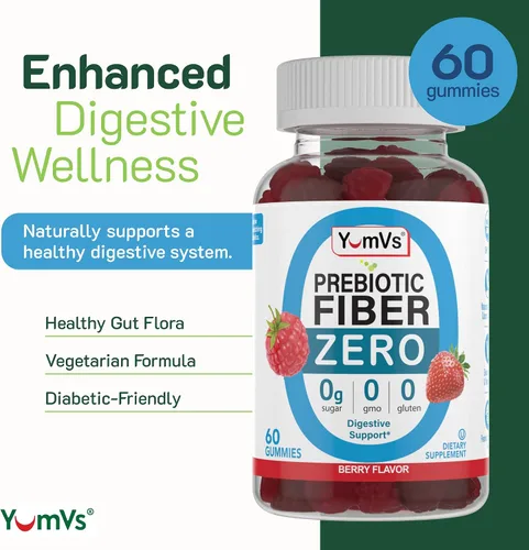 Vista 2 de YumVs - Gomitas de fibra sin azúcar para adultos, suplemento de fibra prebiótica de 0.11 onzas para la salud intestinal y digestiva, aptas