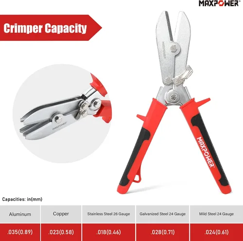 Vista 4 de MAXPOWER Crimpadora de chapa metálica, herramienta de crimpado de conductos de 5 cuchillas, herramienta Hvac de 9.8 pulgadas para conductos de acero