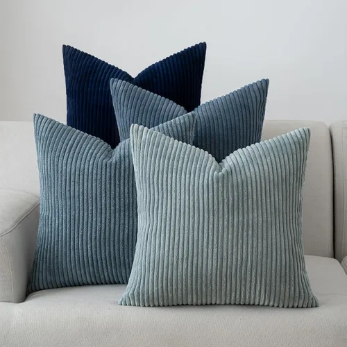 Vista 10 de Volcanics - Juego de 4 fundas de almohada de pana beige crema de 18 x 18 pulgadas Decorative Modern Double-Sided Striped Cushion Cases, Soft Boho