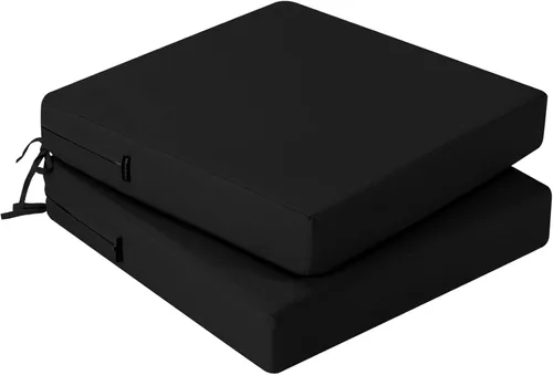 Vista 23 de idee-home Juego de 2 cojines para sillas de exterior, cojines de asiento impermeables para muebles de patio, almohadilla de repuesto para silla
