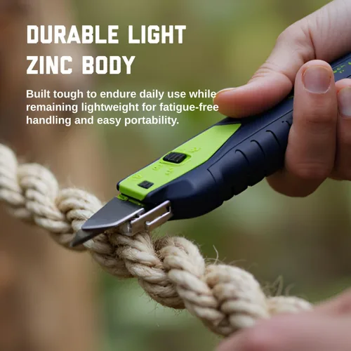 Vista 4 de AccuTec Pro Safety L2 Cuchillo utilitario estándar de cambio automático, diseñado con precisión con mango ergonómico de zinc de goma y recarga