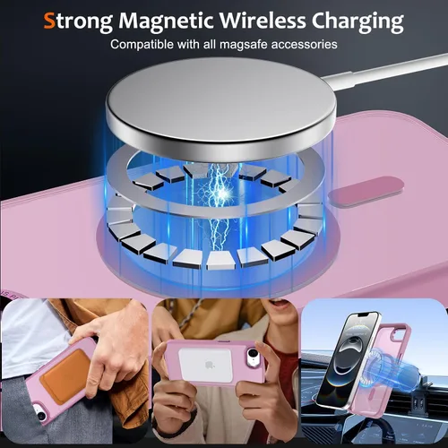 Vista 559 de Anuck - Funda magnética para iPhone 11 compatible con MagSafe, carcasa trasera mate translúcida dura, borde de TPU, delgada, resistente a impactos