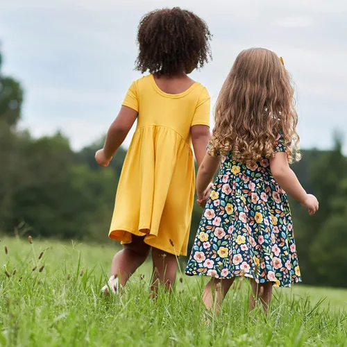 Vista 4 de Gerber Vestido de manga corta con viscosa hecho con eucalipto para bebé y niña pequeña