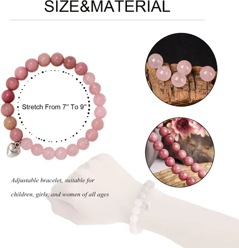 Vista 4 de Qupzsen Pulseras de piedra natural, regalos inspiradores para mujeres, regalos de recuperación pronto, regalos de piedra de cristal de 0.315 in