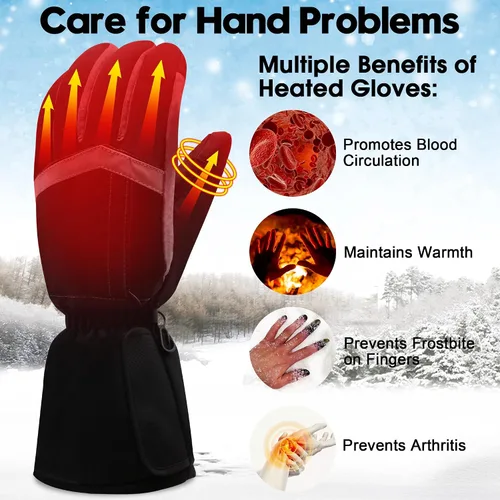 Vista 3 de Guantes USB Calentados para Hombres Mujeres Guantes Eléctricos Calentados Camping Manos con Artritis Guantes Gruesos Impermeables con Pantalla