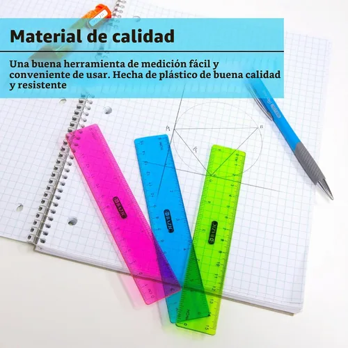 Vista 7 de BAZIC Products Regla de plástico transparente de 6 pulgadas, pulgadas